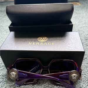 Versace Bold Purple Sunglasses. Dark Lens. Made in Italy.